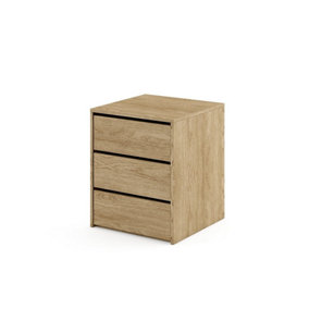 Idea 13 Contemporary Chest Of Drawers Internal Cabinet Bedside 3 Drawers Oak Effect (H)600mm (W)500mm (D)470mm