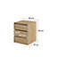 Idea 13 Contemporary Chest Of Drawers Internal Cabinet Bedside 3 Drawers Oak Effect (H)600mm (W)500mm (D)470mm