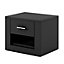 Idea Contemporary Bedside Table 1 Drawer 1 Open Storage Compartment Black Matt (H)410mm (W)500mm (D)420mm