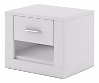 Idea Contemporary Bedside Table 1 Drawer 1 Open Storage Compartment White Matt (H)410mm (W)500mm (D)420mm