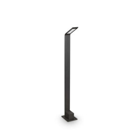 Ideal Lux Agos Integrated LED Outdoor Tall Bollard Anthracite Grey 670Lm 3000K IP54