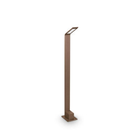 Ideal Lux Agos Integrated LED Outdoor Tall Bollard Brown 670Lm 3000K IP54