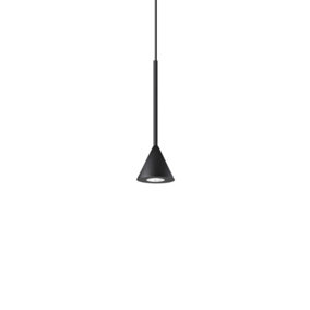 Ideal Lux Archimede Integrated LED Cone Pendant Ceiling Light Black 250Lm 3000K
