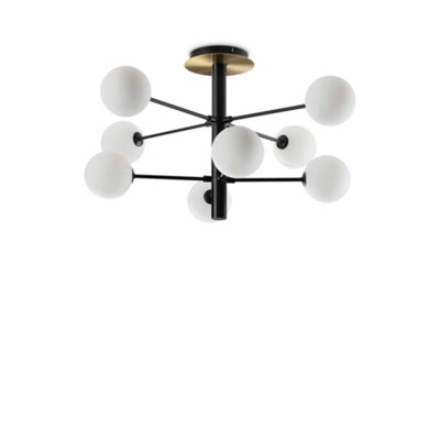 Ideal Lux Cosmopolitan 8 Light Globe Ceiling Light Matte Black, Satin Brass
