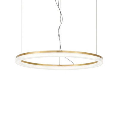 Ideal Lux Crown Integrated LED Pendant Ceiling Light Brass 4300Lm 3000K