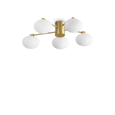 Ideal Lux Hermes 5 Light 60cm Globe Ceiling Light Brass