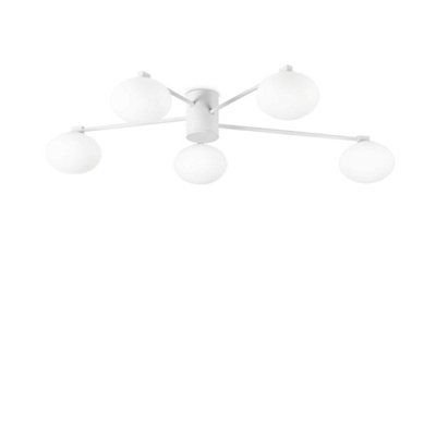 Ideal Lux Hermes 5 Light 90cm Globe Ceiling Light White
