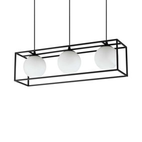 Ideal Lux Lingotto 3 Light Bar Pendant Ceiling Light Matte Black