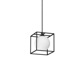 Ideal Lux Lingotto Wire Frame Pendant Ceiling Light Matte Black, Brass