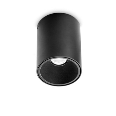 Ideal Lux Nitro Integrated LED Round Surface Mounted Downlight Matte Black 2350Lm 3000K