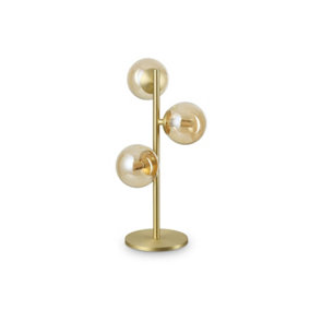 Ideal Lux Perlage 3 Light Globe Table Lamp Brass