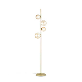 Ideal Lux Perlage 4 Light Multi Arm Floor Lamp Brass