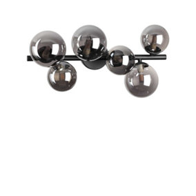 Ideal Lux Perlage 6 Light Globe Ceiling Light Black, Smokey Grey Shade