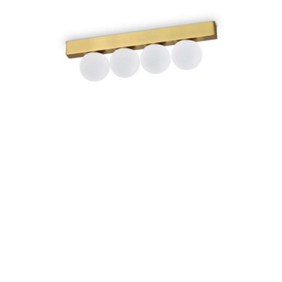 Ideal Lux Ping Pong 4 Light Globe Ceiling Light Brass 1000Lm 3000K