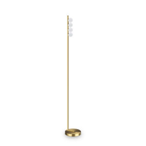 Ideal Lux Ping Pong 4 Light Multi Arm Floor Lamp Brass 1000Lm 3000K