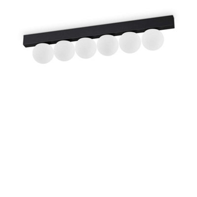 Ideal Lux Ping Pong 6 Light Globe Ceiling Light Black 1500Lm 3000K