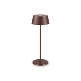 Ideal Lux Pure Integrated LED Table Lamp Coffee Brown 230Lm 3000K IP54