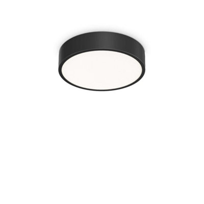 Ideal Lux Ray Integrated LED Semi Flush Light Black 2000Lm 3000-4000K IP44