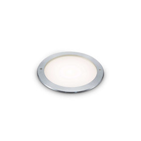 Ideal Lux Taurus Integrated LED Outdoor Recessed Ground Light Wide Round Steel 1250Lm 3000K IP67
