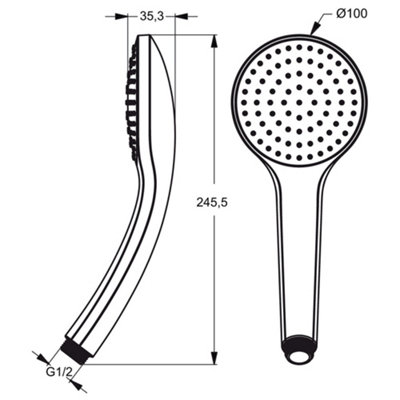 Ideal Standard Idealrain M1 Shower Head - 1 spray pattern, B9402AA, Chrome