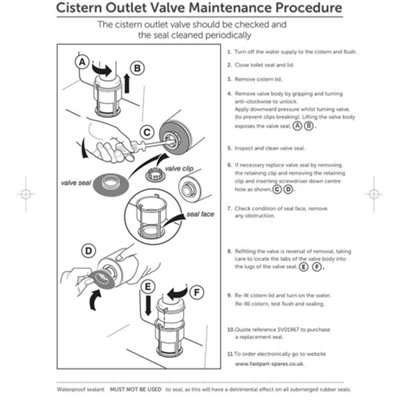 Ideal Standard SV01967 WC Flush Valve Seal and Clip