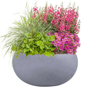 IDEALIST™ 11.8 Inch Bowl Planter, Large Bonsai Pot, Light Grey Reinforced Stone Garden Shallow Planter D30 H14 cm, 10L