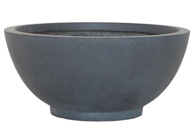 IDEALIST™ 13.8 Inch Bowl Planter, Large Bonsai Pot, Dark Grey Reinforced Stone Garden Shallow Planter D35 H16 cm, 16L