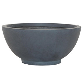 IDEALIST™ 13.8 Inch Bowl Planter, Large Bonsai Pot, Dark Grey Reinforced Stone Garden Shallow Planter D35 H16 cm, 16L