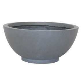 IDEALIST™ 13.8 Inch Bowl Planter, Large Bonsai Pot, Light Grey Reinforced Stone Garden Shallow Planter D35 H16 cm, 16L