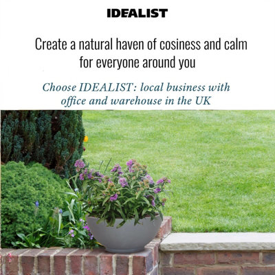IDEALIST™ 13.8 Inch Bowl Planter, Light Grey Reinforced Stone Garden Shallow Planter, Large Bonsai Pot D35 H16 cm, 16L