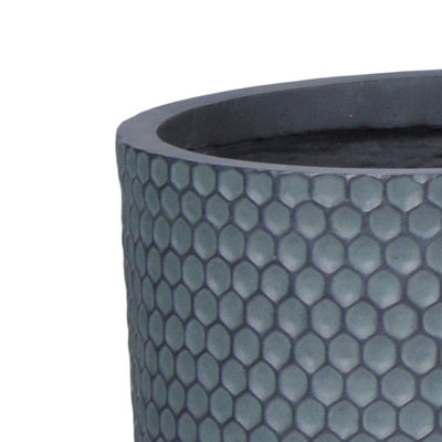 IDEALIST™ 19.5cm Small Round Planter,  Honeycomb Slate Grey Reinforced Stone Cylinder Outdoor Plant Pot D19.5 H19 cm, 6L