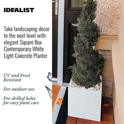 IDEALIST™ 25cm Planter, White Reinforced Stone Square Flower Box Garden Planter, Outdoor Plant Pot