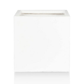 IDEALIST™ 25cm Small Square Planter, Flower Box Garden Planter, White Reinforced Stone Outdoor Plant Pot L25 W25 H25 cm, 16L