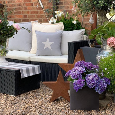 IDEALIST™ 25cm Square Planter, Black Reinforced Stone Flower Box Garden Planter, Outdoor Plant Pot