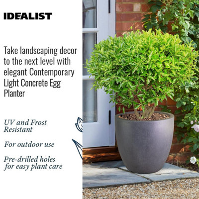 IDEALIST™ 35cm Round Planter, Dark Grey Reinforced Stone Garden Planter, Outdoor Plant Pot D35 H32 cm, 30L