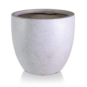 IDEALIST™ 35cm Round Planter, Grey Marble Effect Garden Planter, Outdoor Plant Pot D35 H32 cm, 30L