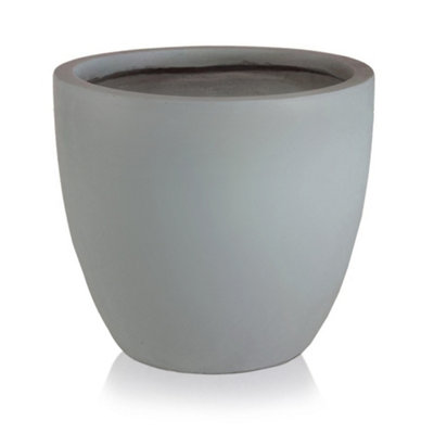 IDEALIST™ 35cm Round Planter, Grey Reinforced Stone Garden Planter, Outdoor Plant Pot D35 H32 cm, 30L