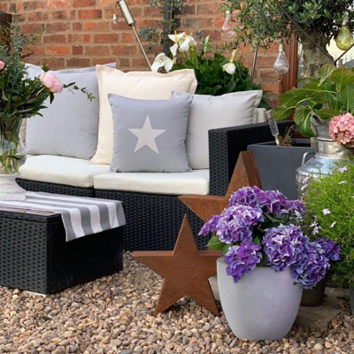 IDEALIST™ 35cm Round Planter, Grey Reinforced Stone Garden Planter, Outdoor Plant Pot D35 H32 cm, 30L