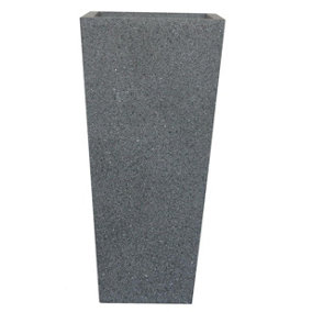 IDEALIST™ 38cm Tall Planter, Grey Reinforced Stone Tapered Garden Planter, Outdoor Small Plant Pot H38 L18 W18 cm, 13L