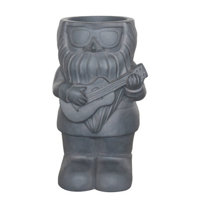 IDEALIST™ 39cm Funny Garden Gnome Planter, Gnome with a Guitar, Outdoor Plant Pot L23 W21 H39 cm, 7L