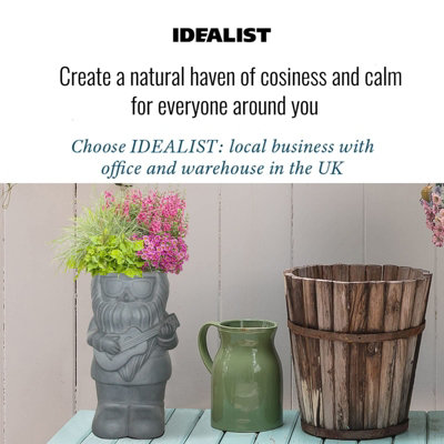 IDEALIST™ 39cm Funny Garden Gnome Planter, Gnome with a Guitar, Outdoor Plant Pot L23 W21 H39 cm, 7L