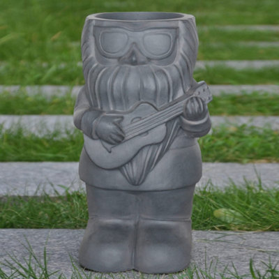 IDEALIST™ 39cm Funny Garden Gnome Planter, Gnome with a Guitar, Outdoor Plant Pot L23 W21 H39 cm, 7L