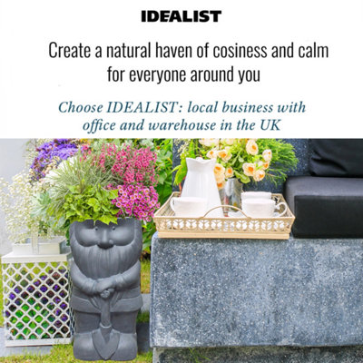 IDEALIST™ 39cm Funny Garden Gnome Planter, Gnome with a Shovel, Outdoor Plant Pot L23 W21 H39 cm, 7L