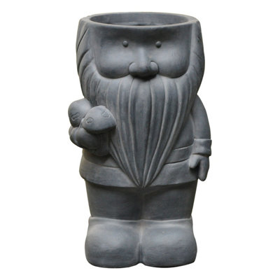 IDEALIST™ 39cm Funny Garden Gnome Planter, Gnome with Mushrooms, Outdoor Plant Pot L23 W22 H39 cm, 7.2L