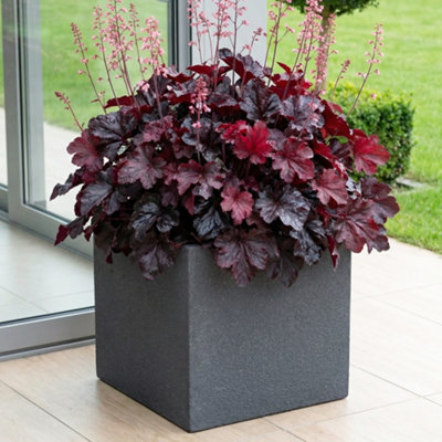 Plant pot Garden ID White Squared Stone effect 40 x 35 cm