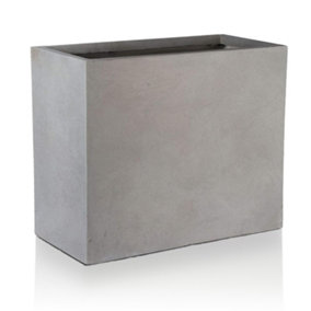 IDEALIST™ 40cm Tall Trough Garden Planter, Grey Reinforced Stone Rectangular Planter, Outdoor Plant Pot H40 L50 W20 cm, 40L