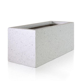 IDEALIST™ 40cm Window Box Garden Planter, Grey Marble Effect Windowsill Planter, Outdoor Plant Pot L40 W17 H17 cm, 12L