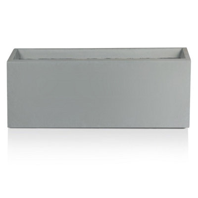IDEALIST™ 40cm Window Box Garden Planter, Grey Reinforced Stone Windowsill Planter, Outdoor Plant Pot L40 W17 H17 cm