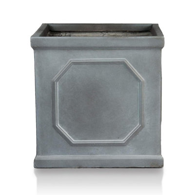 IDEALIST��™ 45cm Square Planter, Grey Reinforced Stone Chelsea Flower Box Garden Planter, Faux Lead Outdoor Plant Pot