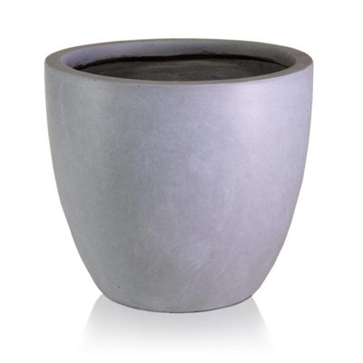 IDEALIST™ 46cm Round Planter, Grey Reinforced Stone Garden Planter, Outdoor Plant Pot D46 H45 cm, 75L